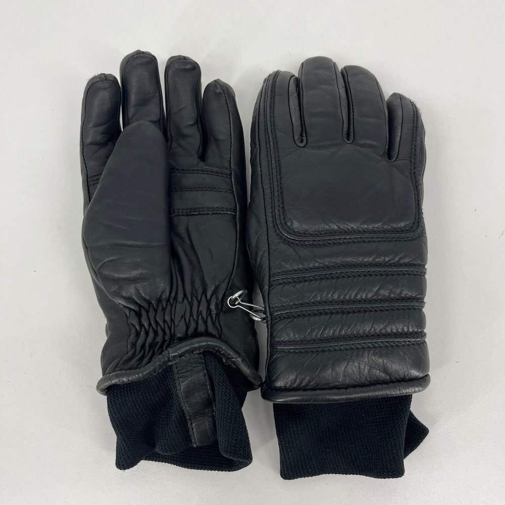 Skitique Vintage Black Leather Ski Gloves Ladies Medium Winter Snow Outdoor